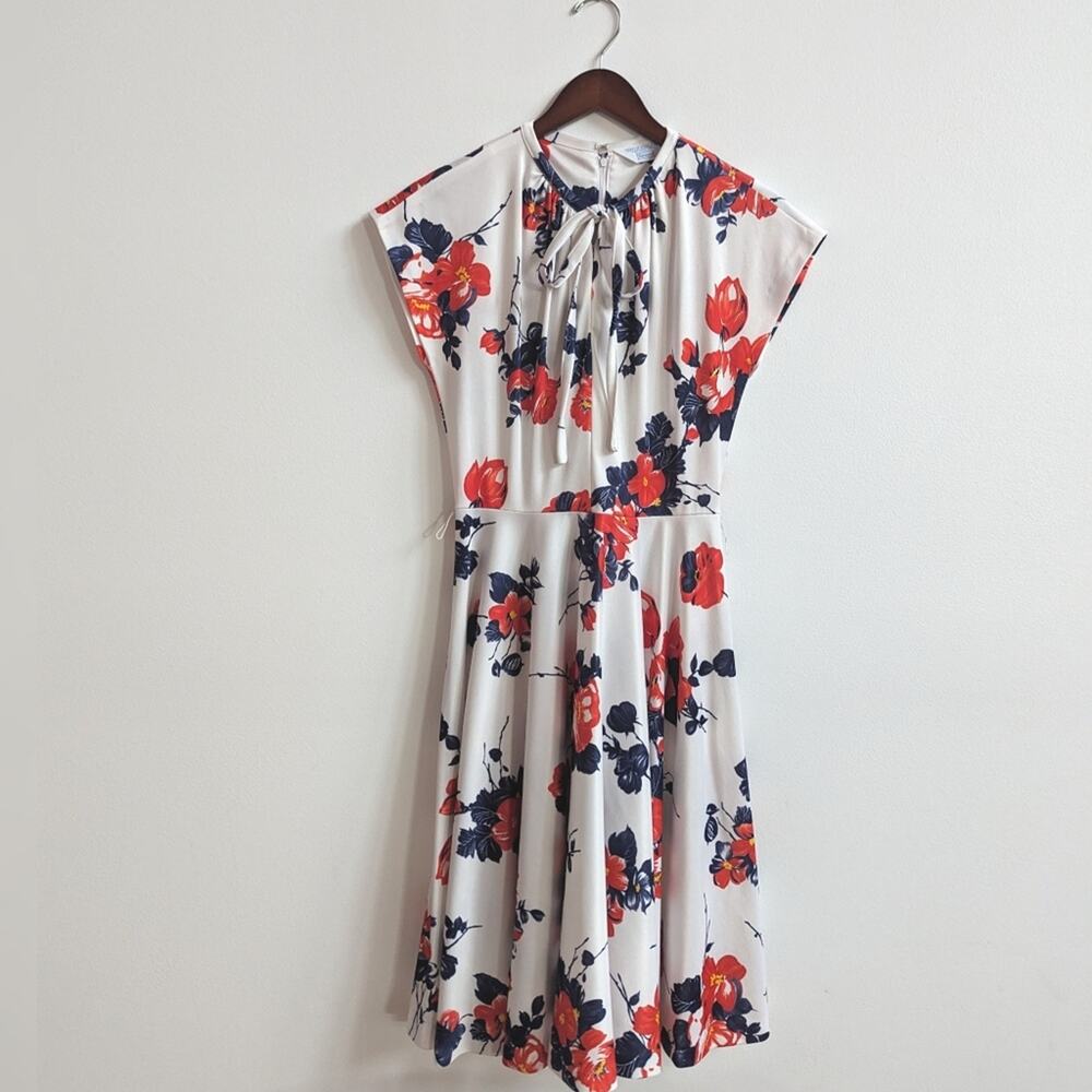 Vtg 70s Sears Dress Womens Small White Floral Romantic Midi